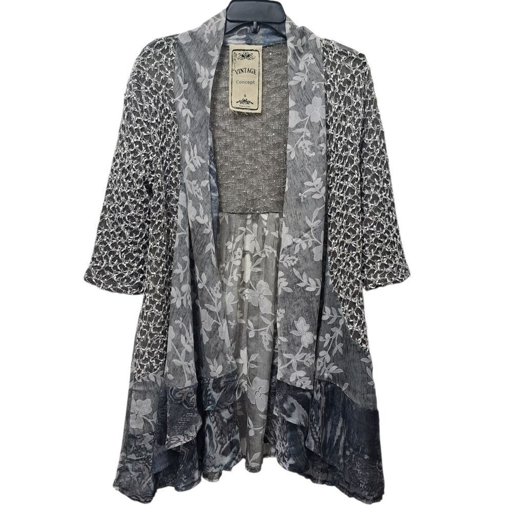 Vintage Concept Fairycore Cottagecore Open Front Floral Boho Cardigan Small